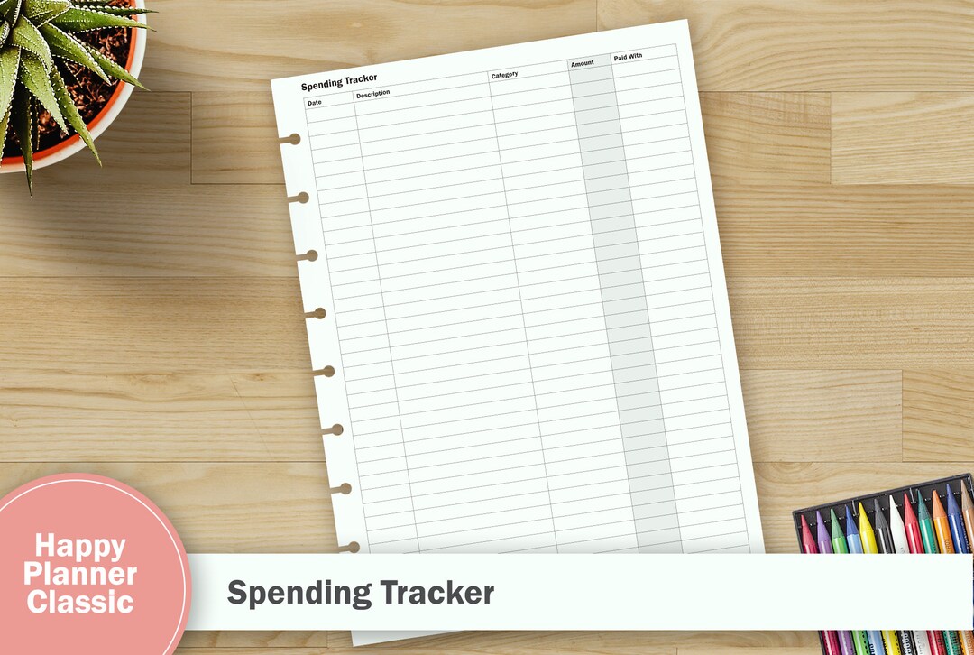 Printable Spending Log Classic Happy Planner Size - Etsy