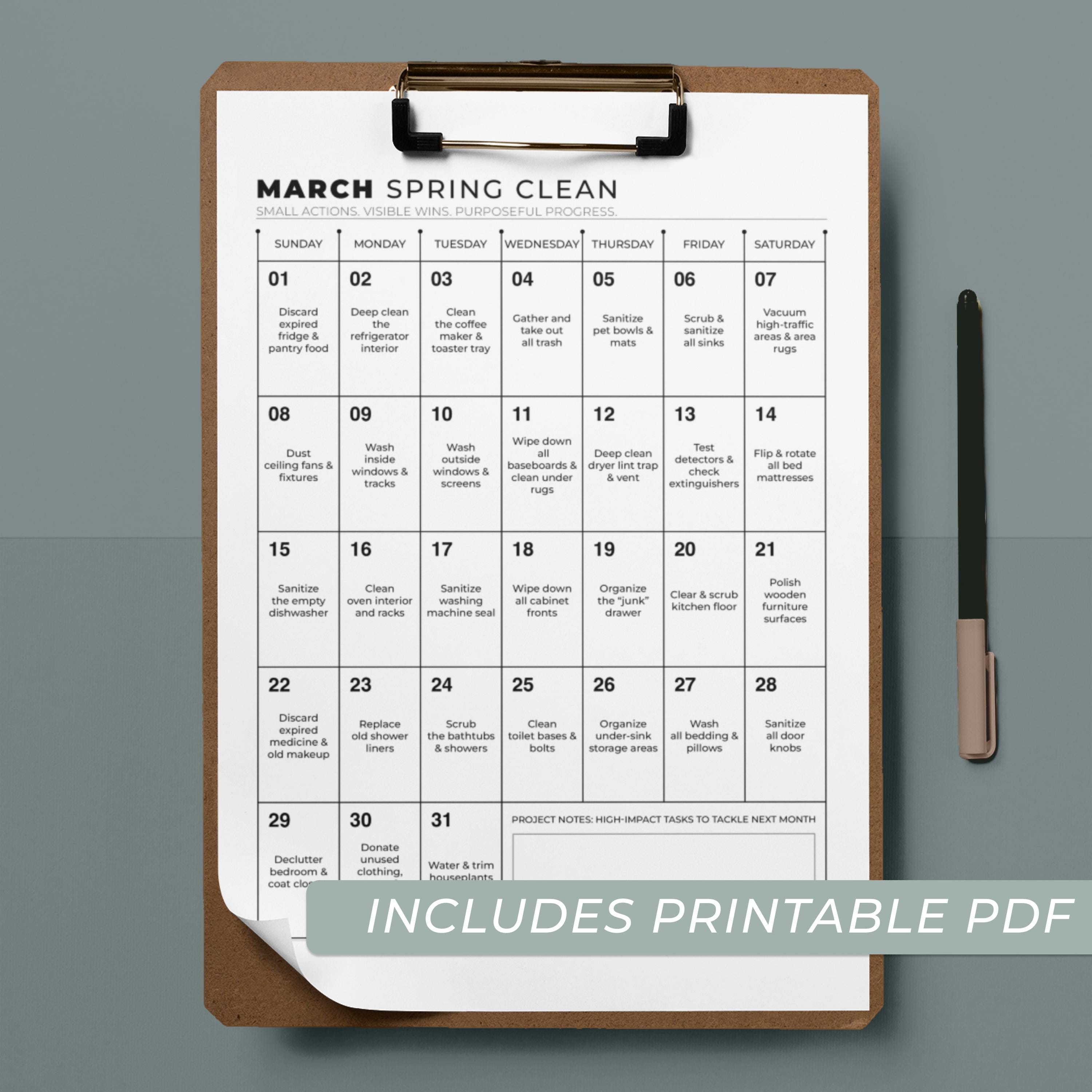 Protest March Checklist.pdf March Spring Cleaning Checklist | 31-day Digital & Printable Reset the ...
