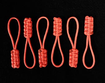 550 Paracord Zipper Pulls (6) Hunter Blaze Orange