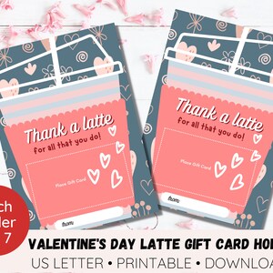Valentine&#39;s Latte Gift Card Holder for Teacher (Printable Download)