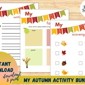 Autumn Activity Bundle for Kids: Preschool Fall Printable (PDF)
