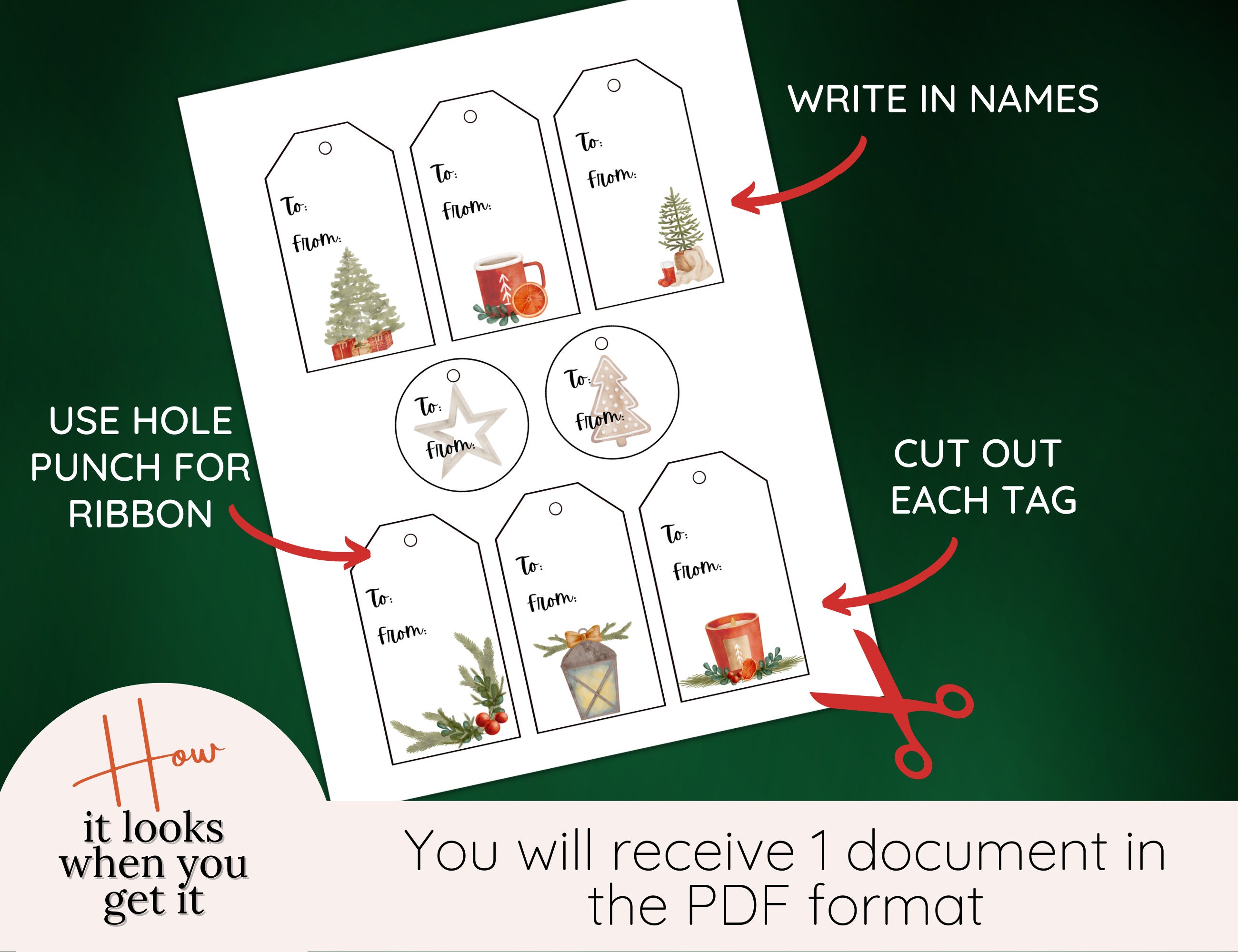 Watercolor Christmas Gift Tags | Instant Download | Printable Gift Tags ...