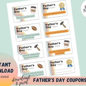 Vatertag Gutscheine | Print at Home Gutscheine | Tägliche Hausarbeit Gutscheine | Gutscheine herunterladen | Papas Geschenk Coupons