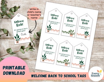 Welcome Back to School tags | school tags for students | Plant themed welcome tags