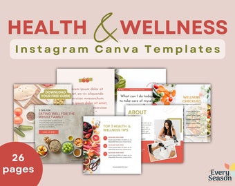 Modèles de publication Instagram sur la santé et le bien-être : 26 modèles de toile modifiables (téléchargement numérique)