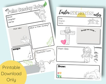 Easter sermon pages for kids | sermon notes | Palm Sunday |