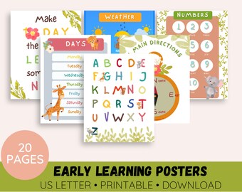 Early Learning Posters | Homeschool Classroom Posters | Classroom Posters | Preschool-Kindergarten Learning Pages