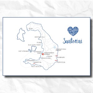 Destination Hochzeit Karte Santorini Griechische Griechenland Einladungskarte Pamphlet Vorlage Druckbar Digital