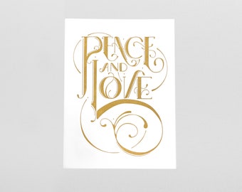 Peace And Love Letterpress Holiday Card