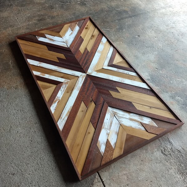 Wood Wall Art, Geometric Wall Art, Large Wall Art, Modern Wall Art, Wooden Mosaic, Barn Wood Decor, Rustic Decor, Farm House, Reclaimed Wood