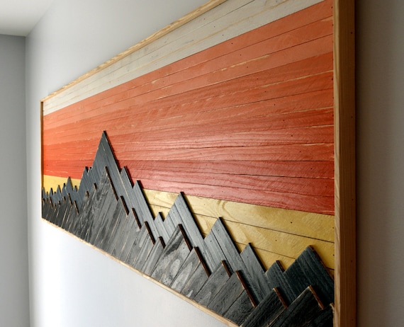 Wood Wall Art Mountain Large Modern - Large Wood Wall Art Pictures