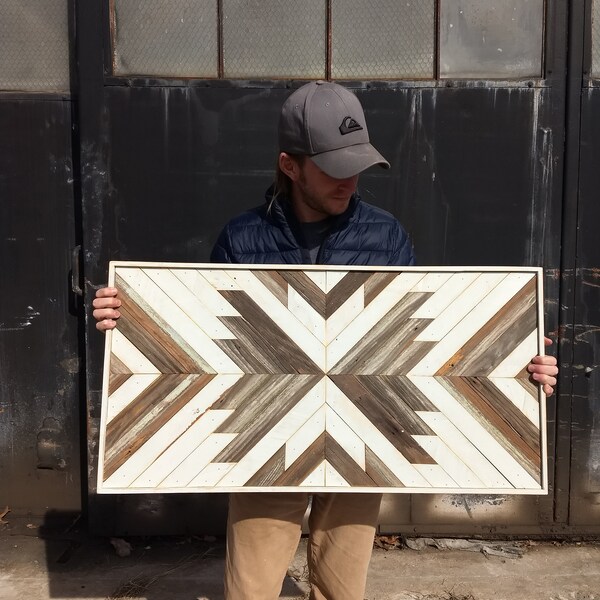 Wood Wall Art, Geometric Wall Art, Large Wall Art, Modern Wall Art, Wooden Mosaic, Barn Wood Decor, Rustic Decor, Farm House, Reclaimed Wood