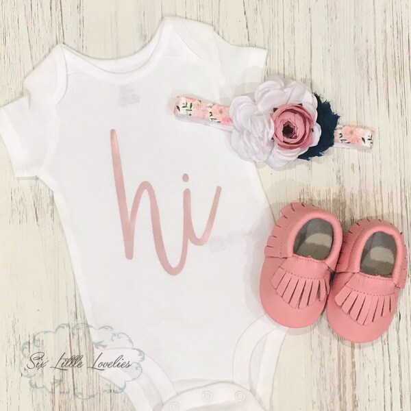 Darling "hi" Bodysuit/Baby Girl Outfit/Adorable Outfit
