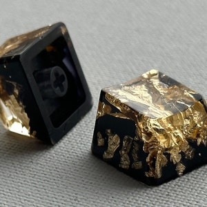 Black & Gold  Artisan Keycap 1u R4 size - Hand Made Keycaps Mechanical Keyboards OEM profile - Cherry MX support Back lit