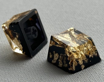 Black & Gold  Artisan Keycap 1u R4 size - Hand Made Keycaps Mechanical Keyboards OEM profile - Cherry MX support Back lit