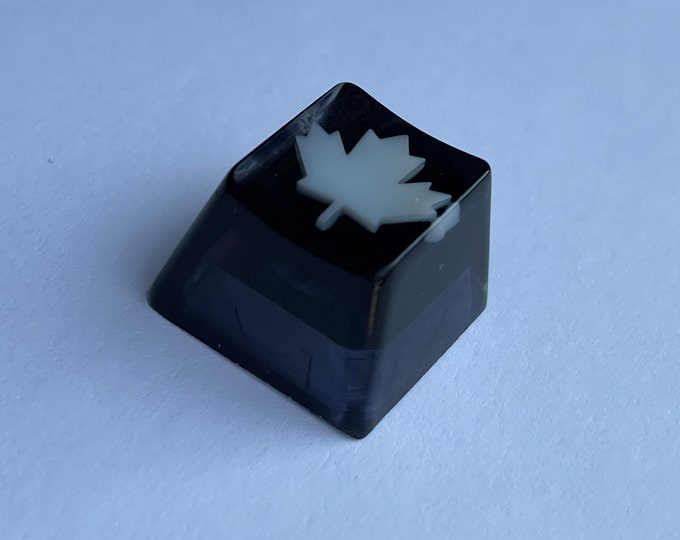 Artisan Black Keycap 'Maple Leaf' Canada, Rainbow6, 1u, 1.5u, 1.75u Keycap Hand Made Keycap ESC Keycap OEM profile, MX switch support