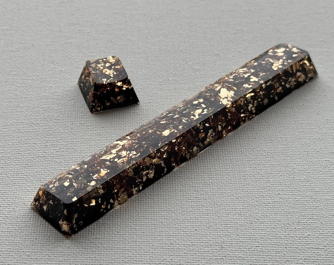 Cherry Profile Antique Gold Foil, Black Base KeyCaps *more sizes * Space Bar 6.25u, 1u R4 ,2.25u, Arrow Keys, Artisan keycaps GemKeyCaps