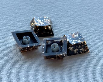 Cherry Profile Antique Gold Foil, Black Base KeyCaps *more sizes * Space Bar 6.25u, 1u R4 ,2.25u, Arrow Keys, Artisan keycaps GemKeyCaps