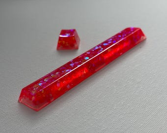 Artisan Keycaps Clear Coral flake, 1u R4, SpaceBar 6.25u Glossy, Hand Made Keycap cherry profile Cherry MX