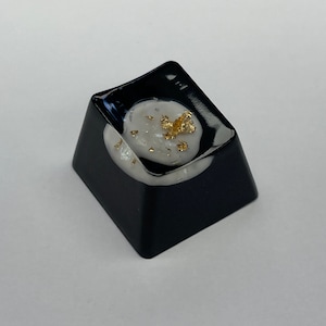 Artisan Keycap - Glossy 1u ESC keycap White Gem With Gold flake unique gift Key Cap OEM Profile MX Switch