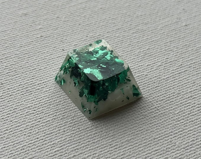 CHERRY PROFILE - Artisan Keycaps 'Green Cyan' flake, Space Bar 6.25u , Arrow Keys , ESC 1uR4 ,Glossy Backlit Cherry Mx Mechanical Keyboards
