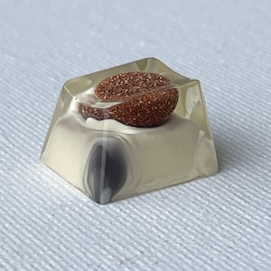 Artisan Keycap - 1u ESC keycap with copper sparkly gemstone OEM Profile Cherry MX Back lit Handmade