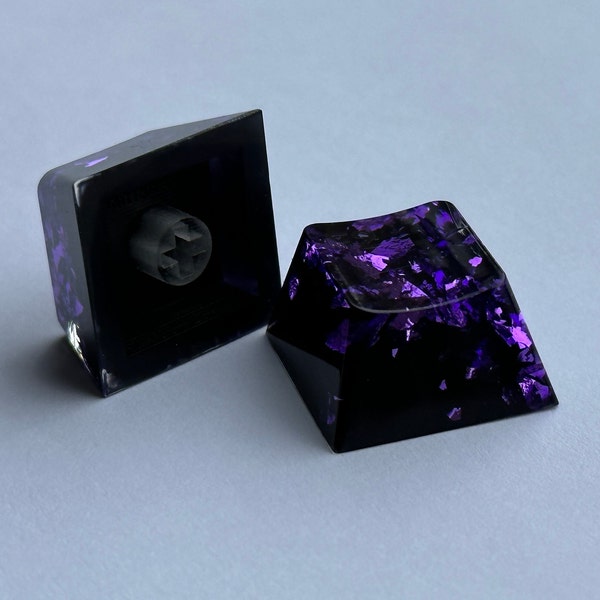 Artisan Keycaps Black with Purple flake KeyCap 1u ESC key, Glossy OEM & Cherry profile MX support