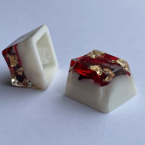Wit, Rood &Goud Artisan Keycaps - 1U R4 formaat - OEM Profiel - MX ondersteuning - Glossy Clear