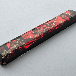 Cherry Profile Black Artisan keycap with Red & Gold Flake Artisan glossy arrow keys, ESC 1u, Spacebar 6.25u, 2.25u, 2u - Backlit