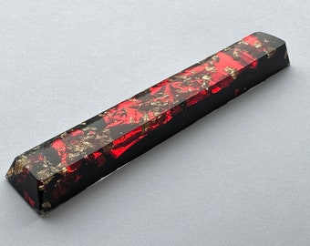 Cherry Profile Black Artisan keycap with Red & Gold Flake Artisan glossy arrow keys, ESC 1u, Spacebar 6.25u, 2.25u, 2u - Backlit