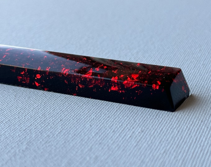 Black Artisan Keycap with Red Flake - Glossy Keycap Arrow Keys, 2.75u Right Shift, Back-lit, OEM profile Cherry MX