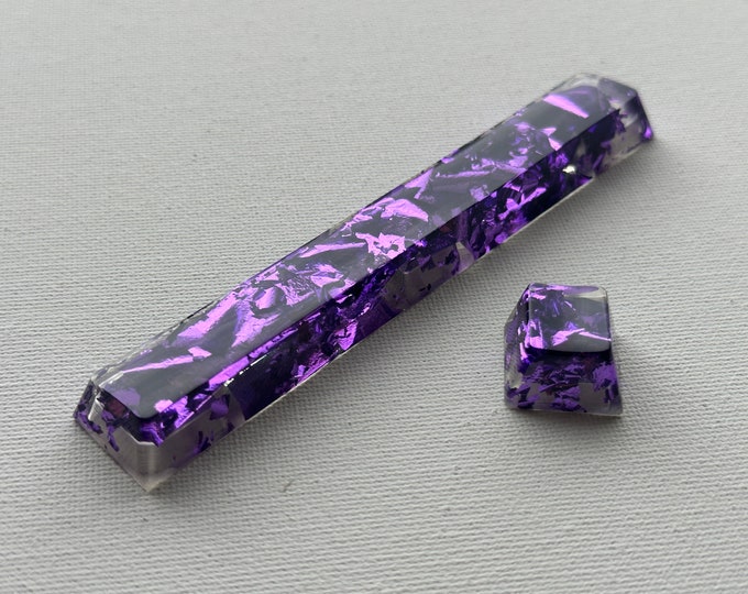 Cherry Profile - Clear with Purple Foil ESC 1u (R4), SpaceBar 6.25u, Arrow Keys, Back Lit Artisan keycap, Cherry MX GemKeyCaps
