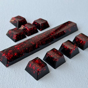 Cherry Profile Black & Red Keycaps - More Sizes - Artisan Glossy Arrow ...