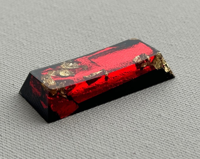 Cherry Profile Black Artisan keycap with Red & Gold Flake Artisan glossy arrow keys, ESC 1u, Spacebar 6.25u, 2.25u, 2u - Backlit