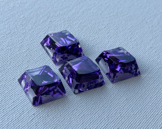 Cherry Profile - Clear with Purple Foil ESC 1u (R4), SpaceBar 6.25u, Arrow Keys, Back Lit Artisan keycap, Cherry MX GemKeyCaps