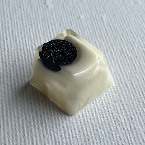 Artisan Keycap - White with Sparkly Navy blue Gemstone 1u (R4), OEM Profile Cherry MX Jewelry for mechanical keyboards