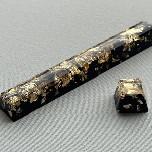 Black & Gold KeyCaps - More Sizes - Artisan glossy arrow keys, ESC 1u, Spacebar 6.25u 1.75u Mechanical Keyboards OEM profile, MX support