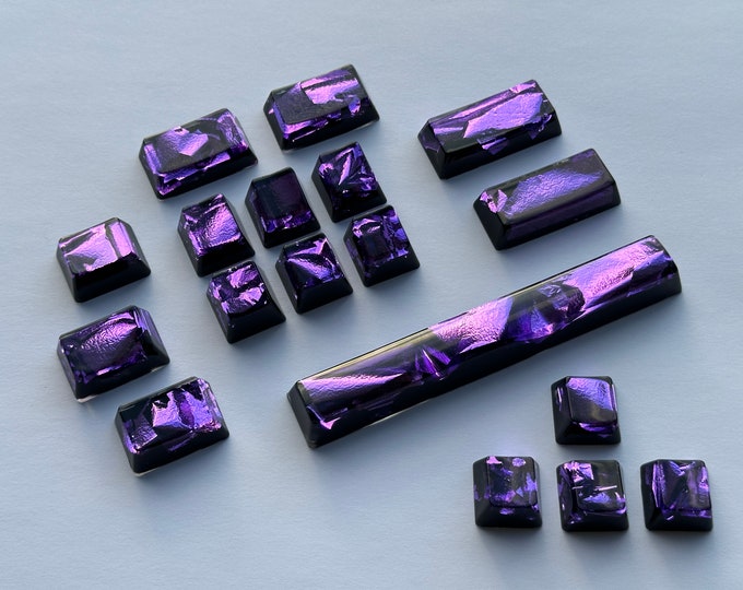 Artisan Keycaps Black & Purple Key cap Space Bar 6.25u, 1.5u, 1u, 1.75u Arrow Keycaps Set Glossy Keycap OEM profile Cherry MX