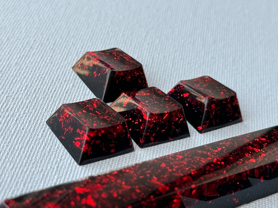 Cherry Profile Black & Red Keycaps - More Sizes - Artisan Glossy Arrow ...