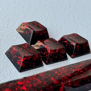Cherry Profile Black & Red KeyCaps - More Sizes - Artisan glossy arrow keys, ESC 1u, Spacebar 6.25u 1.75u Mechanical Keyboards MX support