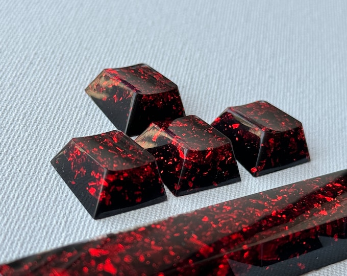 Cherry Profile Black & Red KeyCaps - More Sizes - Artisan glossy arrow keys, ESC 1u, Spacebar 6.25u 1.75u Mechanical Keyboards MX support