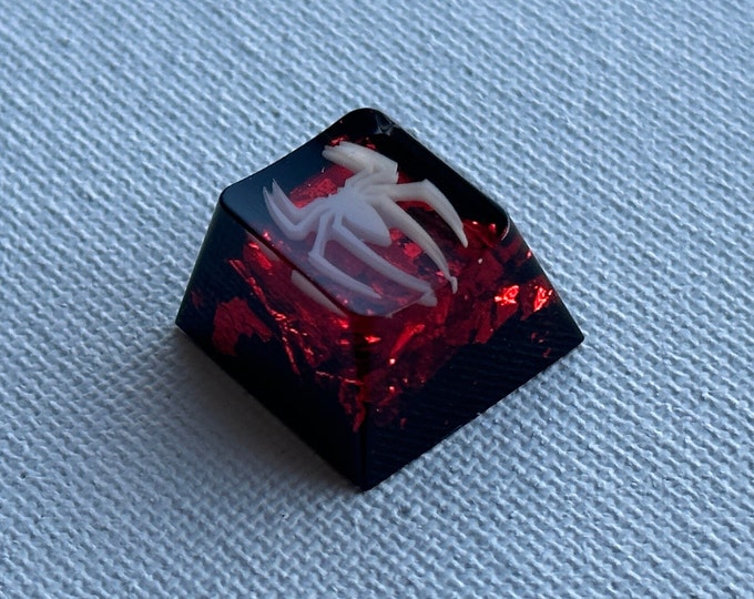 Artisan Spider logo Keycap (More Options) OEM or Cherry Profile, size 1u row 4, ESC/F row Replacement, Glossy Backlit GemKeyCap Hand Made