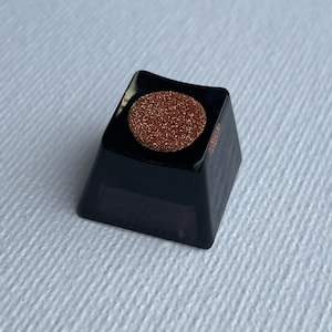 Artisan Keycap - 1u ESC keycap with copper sparkly gemstone Black OEM Profile Cherry MX Back lit