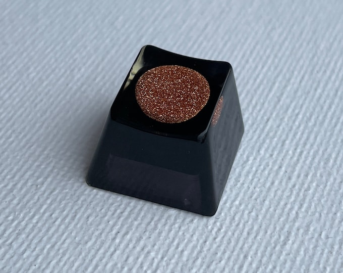 Artisan Keycap - 1u ESC keycap with copper sparkly gemstone Black OEM Profile Cherry MX Back lit