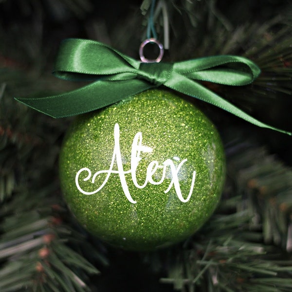 Name ornament - Personalized ornament - Custom ornament - glitter lime green ornament