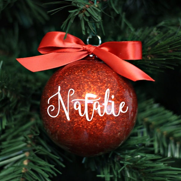 Name ornament - Personalized ornament - Custom ornament - glitter red ornament
