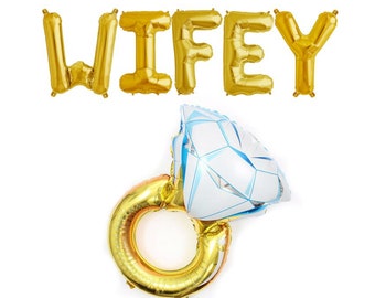 WIFEY Gold 16" Balloons WIFEY Balloon Banner Bridal Shower Balloon Banner Bachelorette Balloons Decoration