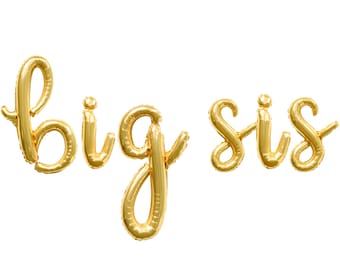 BIG SIS 14" Cursive Gold Balloons baby shower announcement sorority party decorations