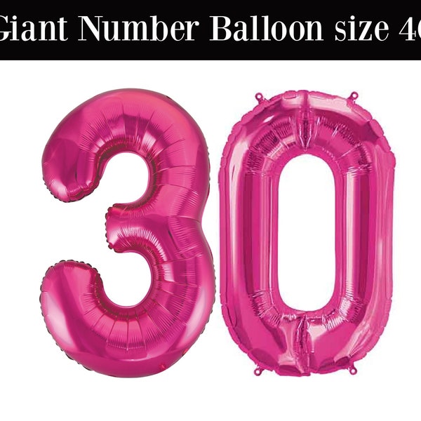 GIANT number 30 balloons Pink 30th birthday JUMBO balloons