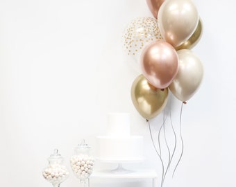 Blush and Gold CHROME Balloon Bouquet Blush and Rose Gold Balloon Bouquet
